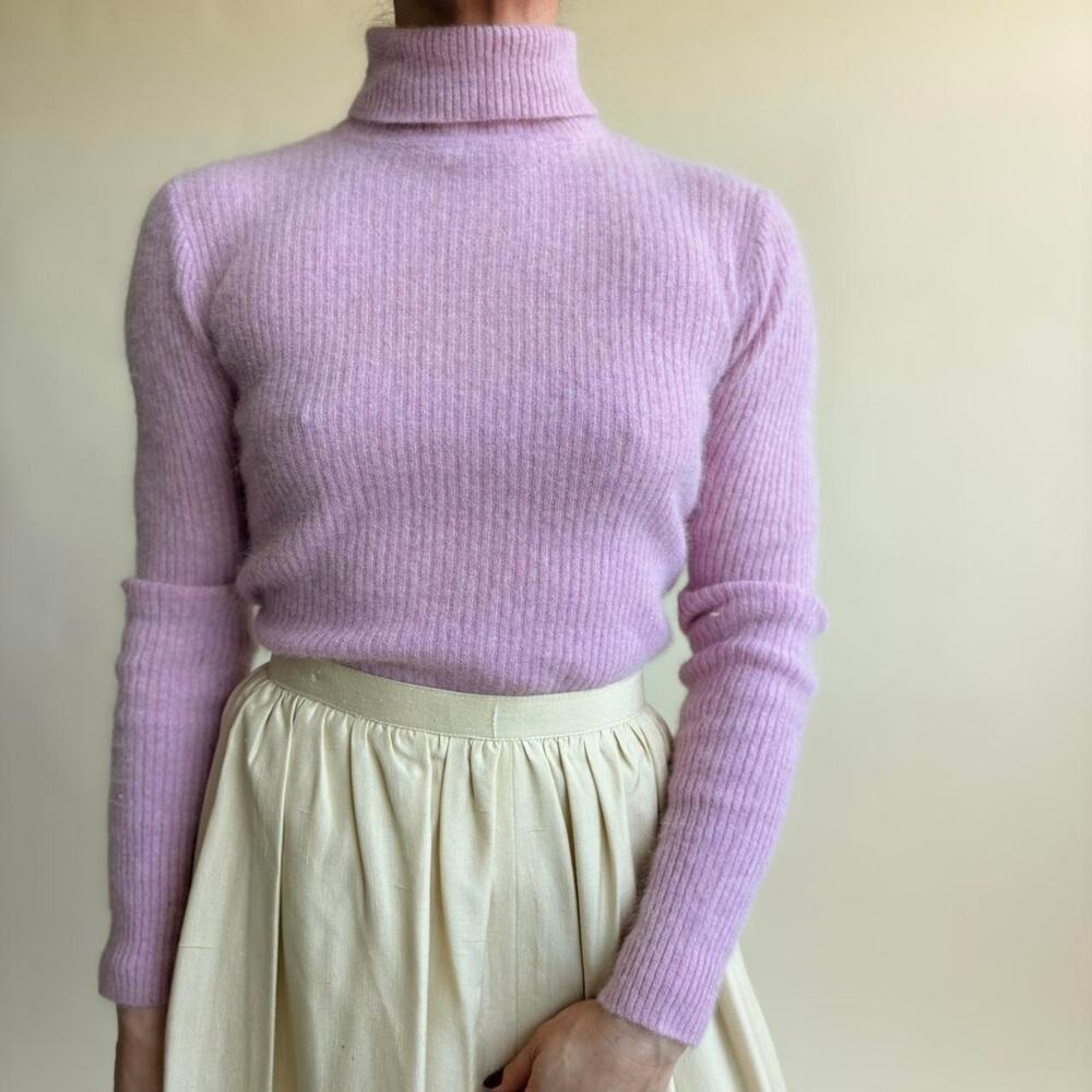 Lord & Taylor Light Pink Angora & Lambswool Turtleneck - Size Small
